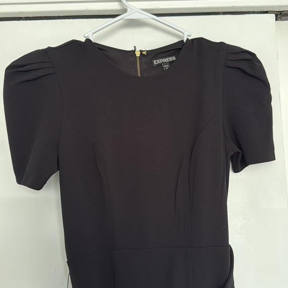 Express Black Ribbed Ruched Mini Dress - Picture 3 of 3